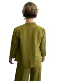 Palazzo Jacket Avocado color two buttons. Linen material for a classic essential.