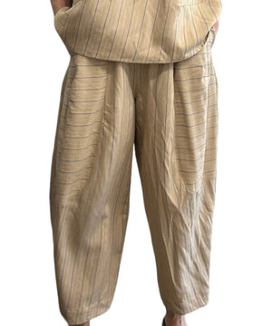Barrel style pants light material cream & navy.