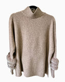 Imola Turtleneck Boxy Sweater Taupe Wool & Cashmere - Selleria Veneta