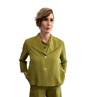 Palazzo Jacket Avocado color two buttons. Linen material.