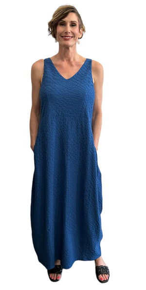Sleeveless Dress Ocean Blue V-neck - Selleria Veneta