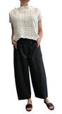 Flare Light Cotton Black Pants, barrel cut two front pockets