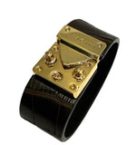 Dark Brown cuff bracelet brass metal