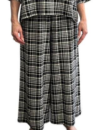 Crop light weight wide pants black & white 