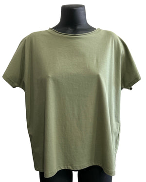 Easy Shirt Round Neck Short Sleeves sage green