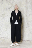 Black Jacket & Wide Pants set cotton material embossed finish 