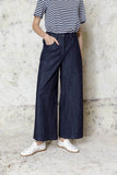 Dark Denim jeans wide legs zipper closure cotton 