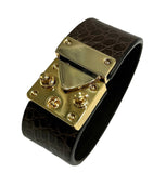 Brown cuff bracelet exotic leather