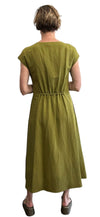 Avocado dress, pleated front, elastic on the back waist.
