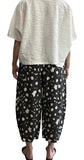 Barrel style linen pants black abstract print. Perfect for the summer. Comfortable cut.