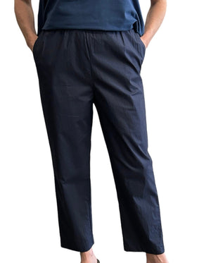 Light Cotton Comfortable Basic Pants Navy