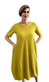 Lemon yellow Maxi cotton dress short sleeves side pockets