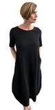 Maxi Dress Black two pockets embossed cotton - Selleria Veneta