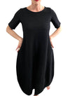 Two side pockets - Maxi Dress Black two pockets embossed cotton