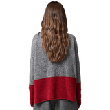 Boxy cut Chimney Neck Sweater Grey/Red - Selleria Veneta