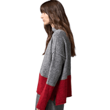 Soft and warm Chimney Neck Sweater Grey/Red - Selleria Veneta