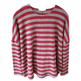 Pinstripe Sweater Grey/Red Comfortable Cut