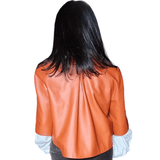 Orange Short Leather Jacket Lido For Women at Selleria Veneta