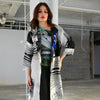 Reversible Silk Jacket Graphiti with side pockets 3/4 sleeves