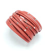 B983 Wrap bracelet leather and Swarovski red - Selleria Veneta