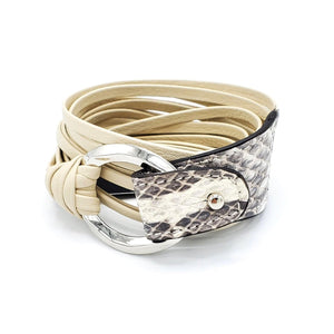 B938 Wrap bracelet Phyton & leather Cream - Selleria Veneta