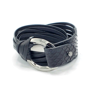 B938 Wrap bracelet Phyton & leather black - Selleria Veneta
