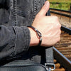 B177 Unisex leather with Silver hook Bracelet Black - Selleria Veneta