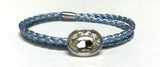 Anna Leather Swarovski wrap bracelet Light Blue