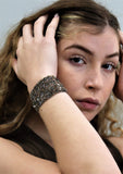 B162 Leather and Swarovski bracelet - Black - Selleria Veneta