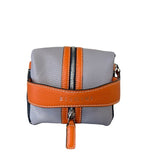 Orange leather details for a beautiful toiletry bag 