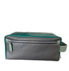 Light grey, dark grey, and green for a classic toiletry bag