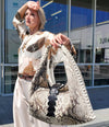 Pietra Hobo bag Savana finished with Crocodile tail - Selleria Veneta