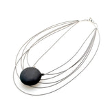 Matt Black Mirelle Murano Glass & Steel Wire Necklace -Selleria Veneta