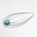 Blue Mirelle Murano Glass & Steel Wire Necklace -Selleria Veneta