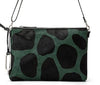 Green/Black Olga Cavallino - Zip pouch bag with adjustable leather strap Giraffe Print