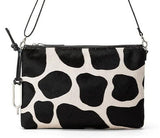 Black/White Olga Cavallino - Zip pouch bag with adjustable leather strap Giraffe Print