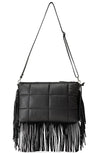 Black Olga Zip Pouch Bag Quilted Nappa leather & Fringes - Selleria Veneta