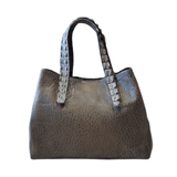 Grey satchel Bag Rossana Crocodile handles and lambskin leather