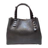 Black satchel Bag Rossana Crocodile handles and lambskin leather