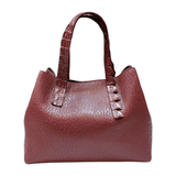 Bordeaux satchel Bag Rossana Crocodile handles and lambskin leather