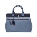 Navy/Blue Bicolor Satchel Bag - Toy -Python finish on Deerskin - Selleria Veneta