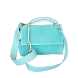 Turquoise Zoe Small Satchel Suede top handle & crossbody strap -Selleria Veneta