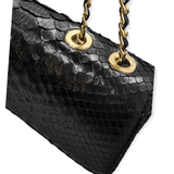 Black Mini Python Bag Oxford gold metal chain 
