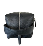 top handle black toiletry bag metal zipper