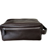 brown toiletry bag side pocket large mid compartment