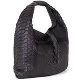 Black Hobo bag Savana finished with Crocodile tail - Selleria Veneta