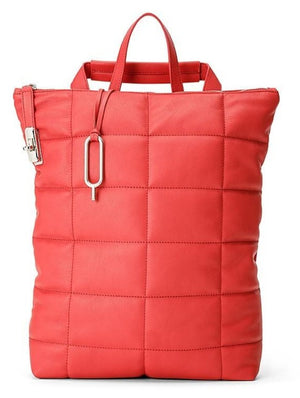 Red Tommy Backpack Quilted Nappa Leather adjustable straps - zip closure