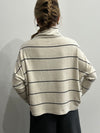 Crater Neck Sweater Wide Stripe Cream