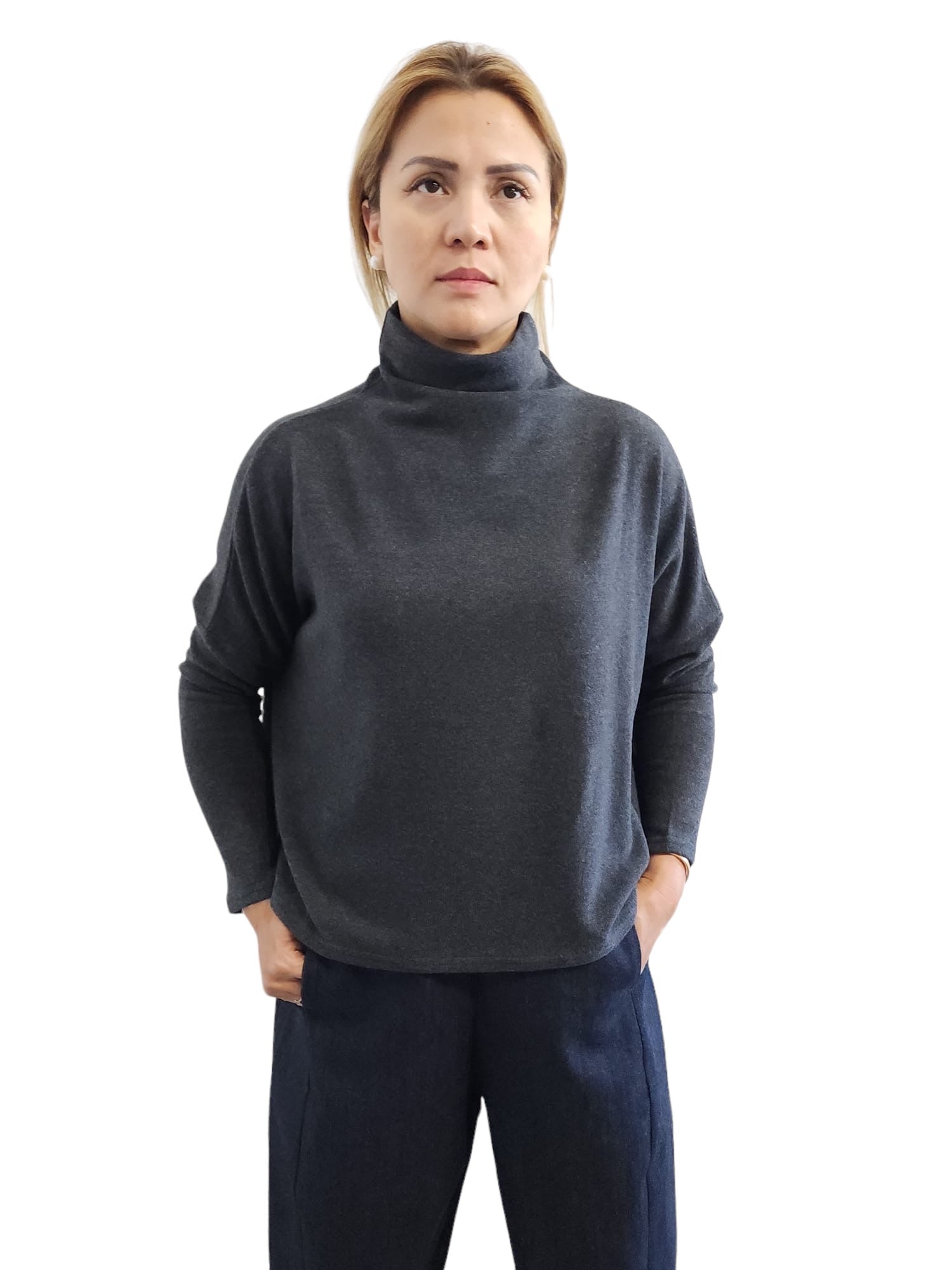 Crater Neck Sweater Charcoal