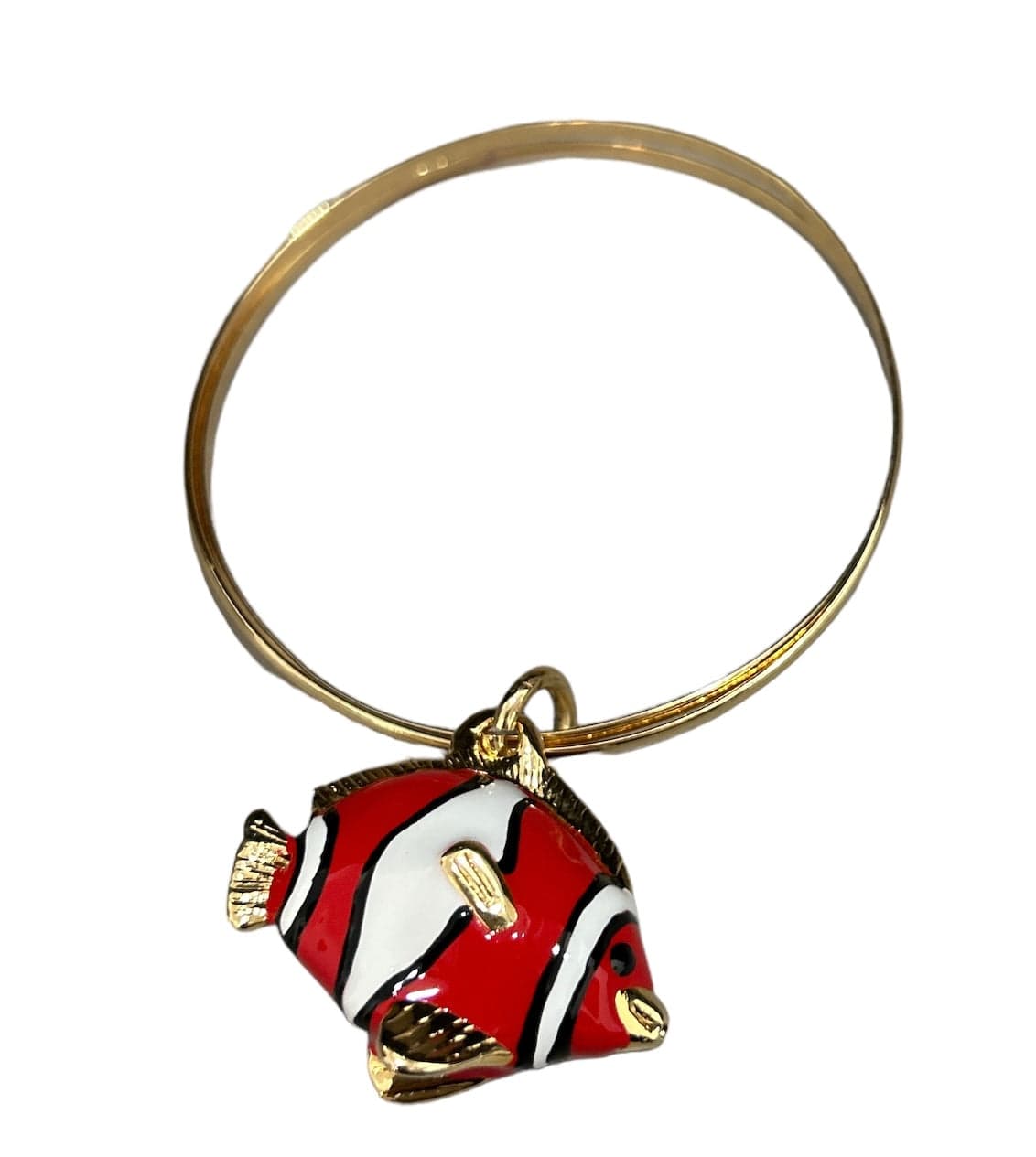 Fish Bangle Whimsical charm - metal Brass hand lacquer - Selleria Veneta